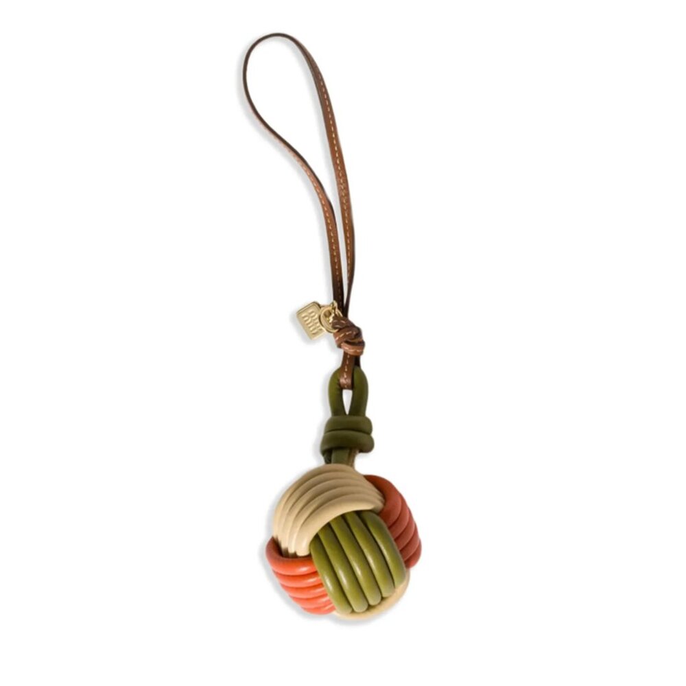 Miu Miu‎ Bag Charm Leather Keychain Trick, NEW, orange, green white